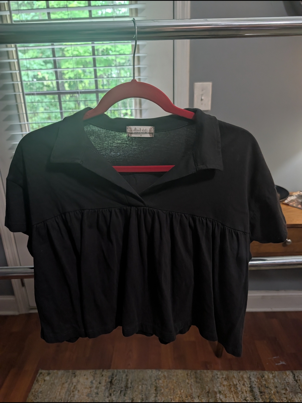 Altar'd State Black Collared Peplum Crop Top Medium